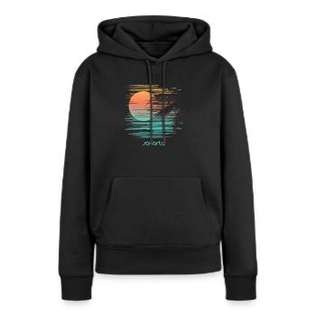 Künstlerischer Jakarta Indonesien Palmenurlaub - Frauen Premium Bio Hoodie - Schwarz - Vorne - Julia (174cm)