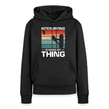 Le kitesurf c'est un peu mon truc Kite Kiteboarder - Sweat à capuche Premium bio Femme - noir - Devant - Julia (174cm)