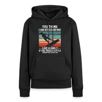 Kitesurf comme une fille Kitesurf Kite - Sweat à capuche Premium bio Femme - noir - Devant - Julia (174cm)