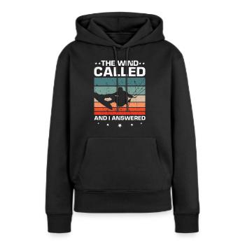 Kitesurf Wind a appelé j'ai répondu Kiteboarding - Sweat à capuche Premium bio Femme - noir - Devant - Julia (174cm)