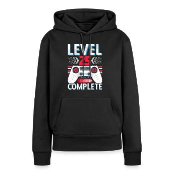 25 Cadeau d’anniversaire de mariage Homme Femme Mari Femme - Sweat à capuche Premium bio Femme - noir - Devant - Julia (174cm)