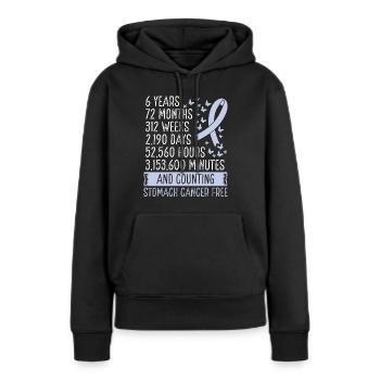 6 ans Cancer de l’estomac Mouvement du ruban sans cancer de l’estomac - Sweat à capuche Premium bio Femme - noir - Devant - Julia (174cm)