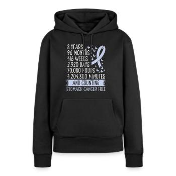 8 ans Cancer de l’estomac Mouvement du ruban sans cancer de l’estomac - Sweat à capuche Premium bio Femme - noir - Devant - Julia (174cm)