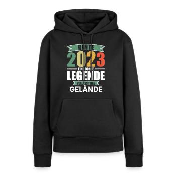 Retraité 2023 Retraité 2023 Pension 2023 - Sweat à capuche Premium bio Femme - noir - Devant - Julia (174cm)
