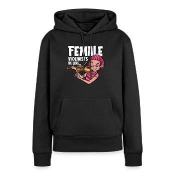 Violon Violon - Sweat à capuche Premium bio Femme - noir - Devant - Julia (174cm)