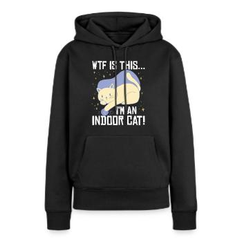 Ich bin eine Hauskatze - Frauen Premium Bio Hoodie - Schwarz - Vorne - Julia (174cm)