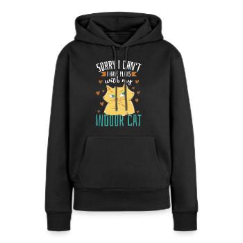 Ich habe Pläne mit meiner Hauskatze - Frauen Premium Bio Hoodie - Schwarz - Vorne - Julia (174cm)