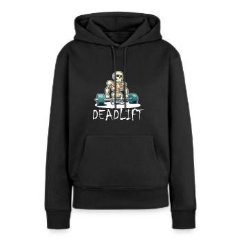 Soulevé de terre Skeleton Bodybuilding Sport Soulevé de terre - Sweat à capuche Premium bio Femme - noir - Devant - Julia (174cm)
