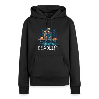 Soulevé de terre Skeleton Bodybuilding Sport Soulevé de terre - Sweat à capuche Premium bio Femme - noir - Devant - Julia (174cm)