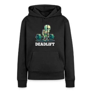 Soulevé de terre Skeleton Bodybuilding Sport Soulevé de terre - Sweat à capuche Premium bio Femme - noir - Devant - Julia (174cm)