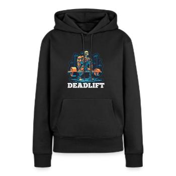 Soulevé de terre Skeleton Bodybuilding Sport Soulevé de terre - Sweat à capuche Premium bio Femme - noir - Devant - Julia (174cm)