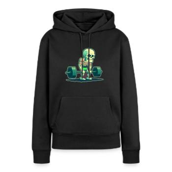 Soulevé de terre Skeleton Bodybuilding Sport Soulevé de terre - Sweat à capuche Premium bio Femme - noir - Devant - Julia (174cm)