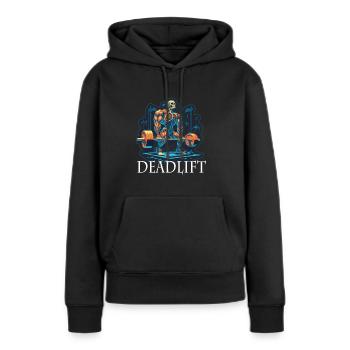 Soulevé de terre Skeleton Bodybuilding Sport Soulevé de terre - Sweat à capuche Premium bio Femme - noir - Devant - Julia (174cm)