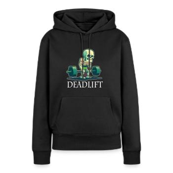 Soulevé de terre Skeleton Bodybuilding Sport Soulevé de terre - Sweat à capuche Premium bio Femme - noir - Devant - Julia (174cm)