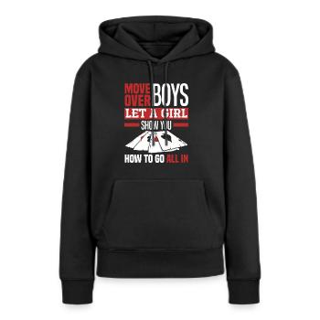 Joueur de poker Joueur de poker Cadeau de poker - Sweat à capuche Premium bio Femme - noir - Devant - Julia (174cm)