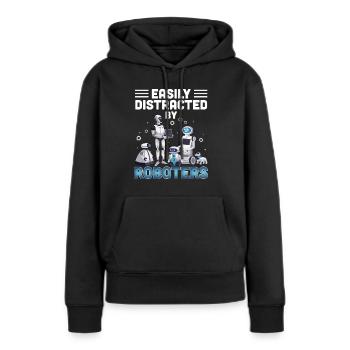 Roboter - Frauen Premium Bio Hoodie - Schwarz - Vorne - Julia (174cm)