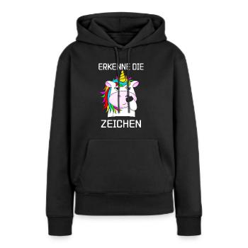 Einhorn Liebe Geschenkidee Geburtstag fabel - Frauen Premium Bio Hoodie - Schwarz - Vorne - Julia (174cm)