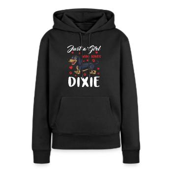 Dachshund Geschenk Dixie Wiener Doxie Dackel - Frauen Premium Bio Hoodie - Schwarz - Vorne - Julia (174cm)