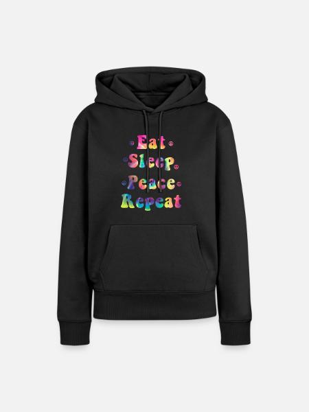 Hippie - Frauen Premium Bio Hoodie - Schwarz