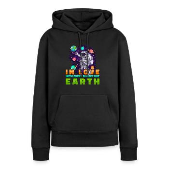 Espace Espace Terre Colonisation de l’espace - Sweat à capuche Premium bio Femme - noir - Devant - Julia (174cm)