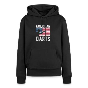 American Darts Hobby Dart Player Vintage Flag - Women’s Premium Organic Hoodie - black - Front - Julia (174cm)