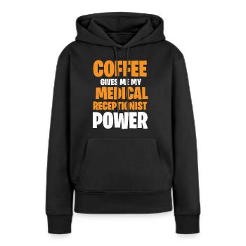 Réceptionniste médicale - Sweat à capuche Premium bio Femme - noir - Devant - Julia (174cm)