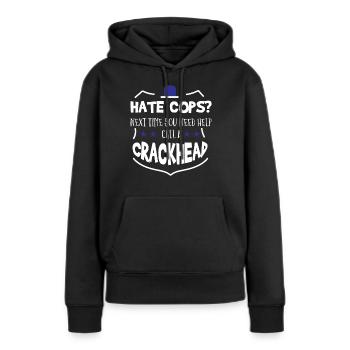 Costume d’uniforme de policier - Sweat à capuche Premium bio Femme - noir - Devant - Julia (174cm)