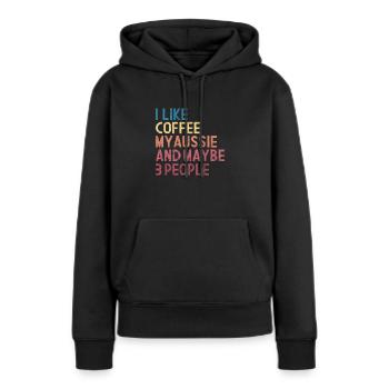 Café Aussie - Sweat à capuche Premium bio Femme - noir - Devant - Julia (174cm)