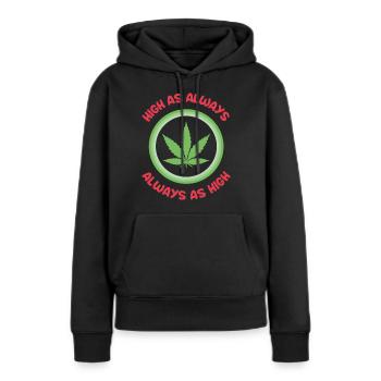 HOCH WIE IMMER - Frauen Premium Bio Hoodie - Schwarz - Vorne - Julia (174cm)