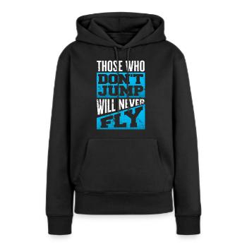 Fallschirmspringen, Fallschirmspringer - Frauen Premium Bio Hoodie - Schwarz - Vorne - Julia (174cm)
