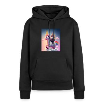 Cute Rainbow Unicorn Otter Riding A Unicorn - Frauen Premium Bio Hoodie - Schwarz - Vorne - Julia (174cm)