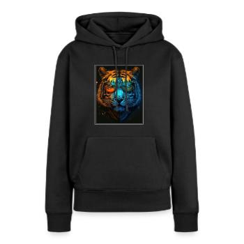 Bengalischer Tiger Katze Boss Chef Raubkatze Neon - Frauen Premium Bio Hoodie - Schwarz - Vorne - Julia (174cm)