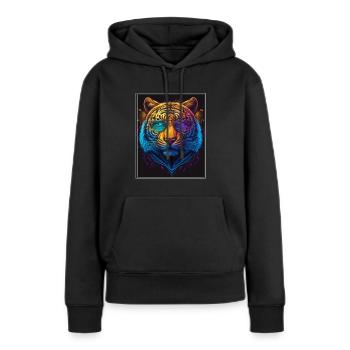Bengalischer Tiger Katze Boss Chef Raubkatze neon - Frauen Premium Bio Hoodie - Schwarz - Vorne - Julia (174cm)