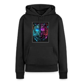 Bengalischer Tiger Katze Boss Chef Raubkatze Neon - Frauen Premium Bio Hoodie - Schwarz - Vorne - Julia (174cm)