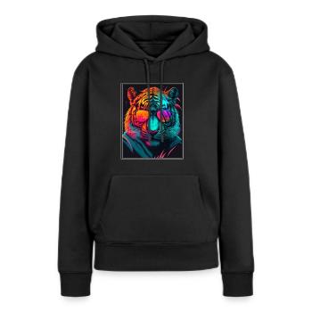 Bengalischer Tiger Katze Boss Chef Raubkatze Neon - Frauen Premium Bio Hoodie - Schwarz - Vorne - Julia (174cm)
