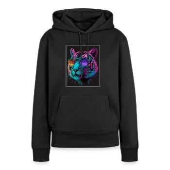 Bengalischer Tiger Katze Boss Chef Raubkatze Neon - Frauen Premium Bio Hoodie - Schwarz - Vorne - Julia (174cm)