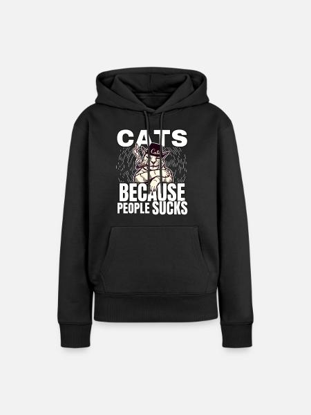Katzen Katze Katzenshirt Katze Geschenkidee kitten - Dame Premium hoodie, økologisk bomuld - sort