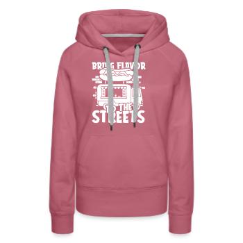 Cuisine de rue - Sweat à capuche Premium bio Femme - mauve - Devant - Isabella (175cm)