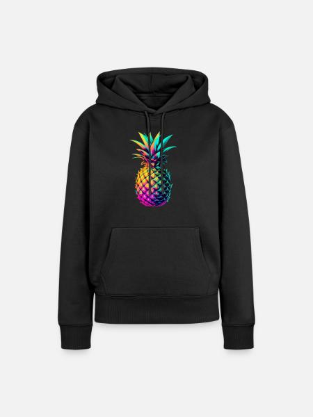 EDM musikk rave festival ananas techno - Premium økologisk hettegenser for kvinner - svart