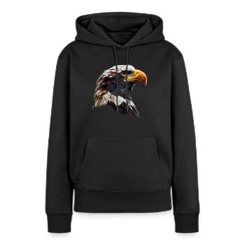 Conception polygonale cool avec un pygargue à tête blanche - Sweat à capuche Premium bio Femme - noir - Devant - Julia (174cm)