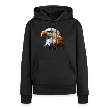 Conception polygonale cool avec un pygargue à tête blanche - Sweat à capuche Premium bio Femme - noir - Devant - Julia (174cm)