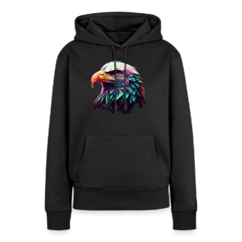 Conception polygonale cool avec un pygargue à tête blanche - Sweat à capuche Premium bio Femme - noir - Devant - Julia (174cm)