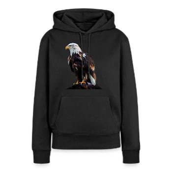 Conception polygonale cool avec un pygargue à tête blanche - Sweat à capuche Premium bio Femme - noir - Devant - Julia (174cm)