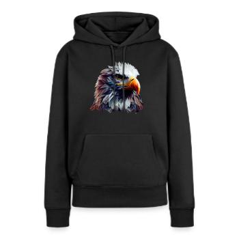 Conception polygonale cool avec un pygargue à tête blanche - Sweat à capuche Premium bio Femme - noir - Devant - Julia (174cm)