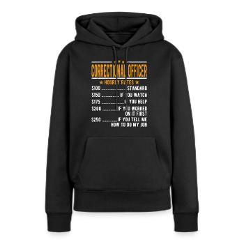 Agent d’application de la loi Salaire horaire - Sweat à capuche Premium bio Femme - noir - Devant - Julia (174cm)