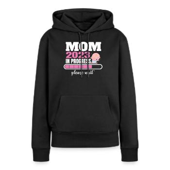 Maman 2023 courir s’il vous plaît attendre la grossesse - Sweat à capuche Premium bio Femme - noir - Devant - Julia (174cm)