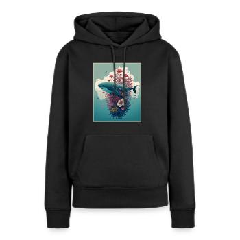 Requin Baleine Plantes océaniques Climat maritime des grands fonds marins - Sweat à capuche Premium bio Femme - noir - Devant - Julia (174cm)