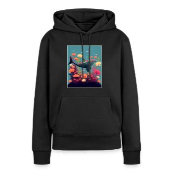 Requin Baleine Plantes océaniques Climat maritime des grands fonds marins - Sweat à capuche Premium bio Femme - noir - Devant - Julia (174cm)