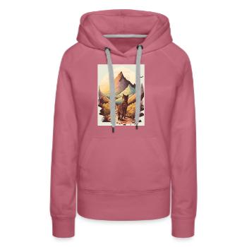 Cat Kitten Mountains Randonnée Escalade en plein air - Sweat à capuche Premium bio Femme - mauve - Devant - Isabella (175cm)