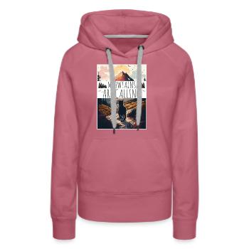 Cat Kitten Mountains Randonnée Escalade en plein air - Sweat à capuche Premium bio Femme - mauve - Devant - Isabella (175cm)